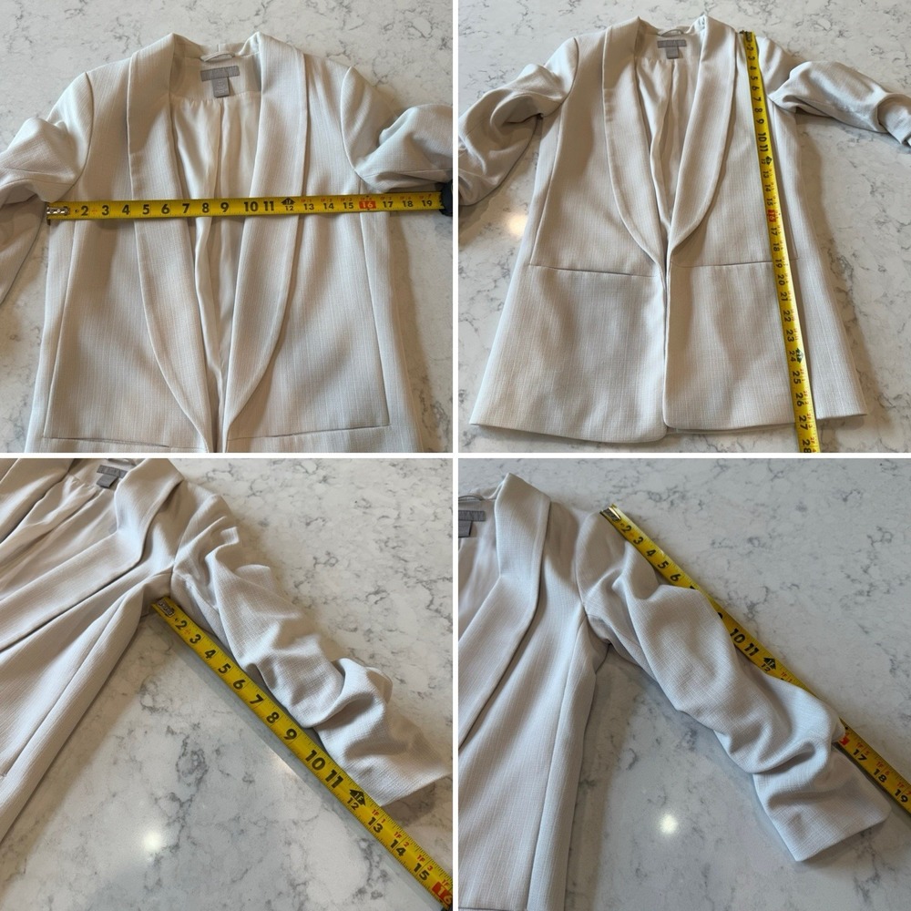 H&M Gathered Sleeve Blazer Ivory White Size 2 - Picture 4 of 4